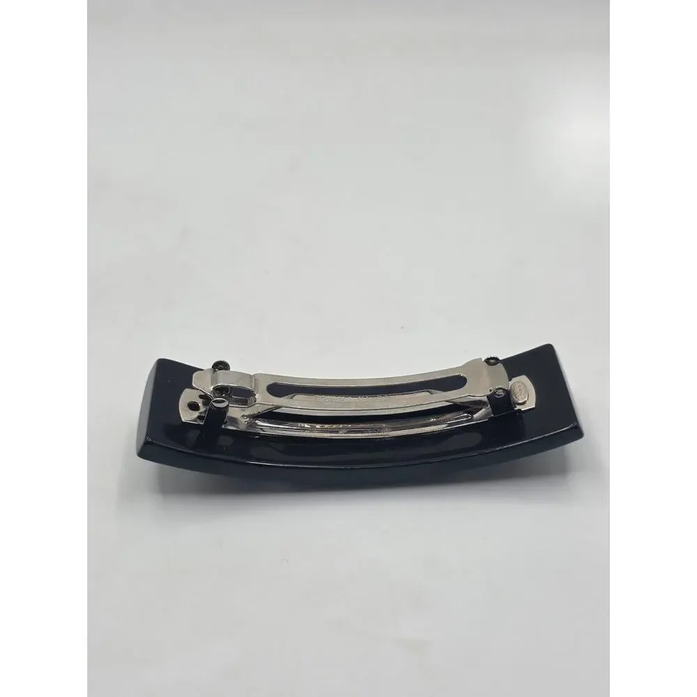 Chanel Black white Polka Dot Interlocking CC Hair Clip - Picture 9 of 14